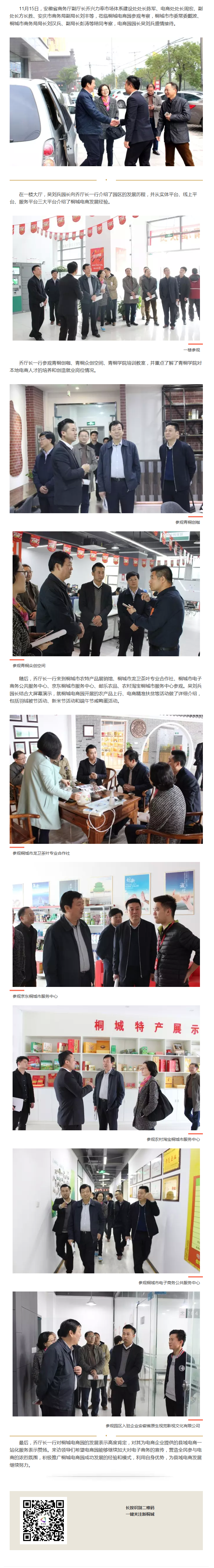 安徽省商務(wù)廳副廳長(zhǎng)喬興力一行蒞臨桐城電商園參觀考察